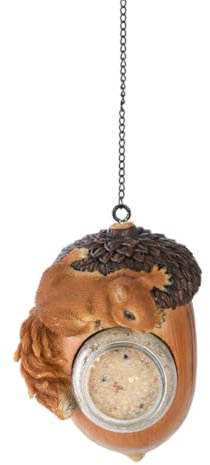 Esschert Design 37000566 Eichhörnchen und Erdnussbutter-Futterspender zum Aufhängen, Kunstharz