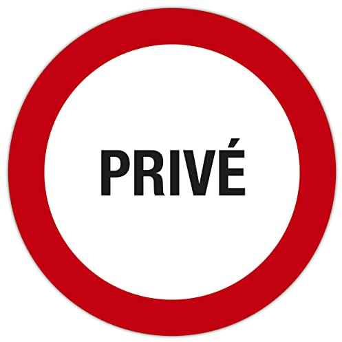 Exacompta - Réf. 67106E - 1 panneau rond PRIVÉ - En vinyle traité anti-dérapant et résistant aux UV - Diamètre du panneau : 20 cm - coloris : fond blanc/bord rouge