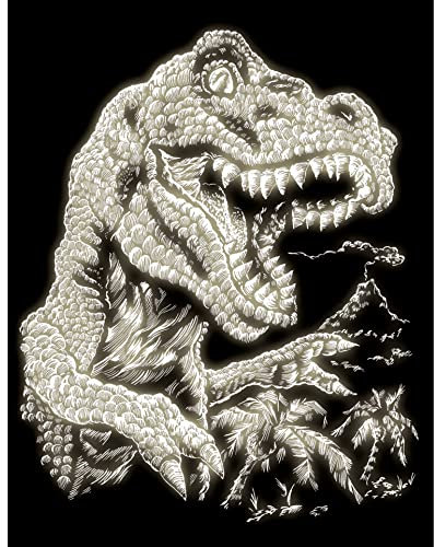 Royal & Langnickel Tyrannosaurus Rex Scratch Picture, Glow in the Dark, Scratch Pictures for Children and Adults, with Scratch Pen and Template