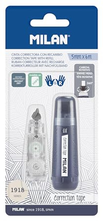 MILAN BWM10478B Blisterpackung Korrekturband 5 mm x 6 m 1 Nachfüllpack Serie 1918 Navy