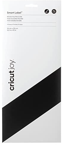 Cricut Joy Smart Label Writeable Vinyl Removable | Black | 33cm (13) | 4 x Self Adhesive Sheets | for use with, 2010002