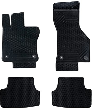 Auto Accesorios Lupex - Juego de 4 alfombrillas de goma para auto compatibles con Golf 7, adecuado para todas las estaciones, negro, moldeadas delanteras y traseras