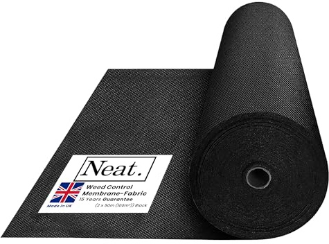 FXDM Weed Control Membrane-Fabric & Garden Barrier, UV Stabilised Ground Cover, Weed Suppressant Membrane for Aggregate Areas (2 x 50m (100m²)) Black