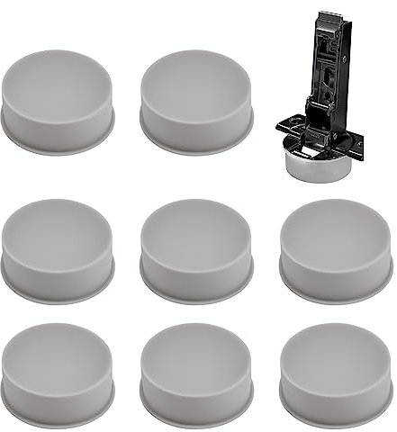 VOLURE Multipur Hinge,Cabinet Hinge Covers, 8Pcs 36mm Silicone Hinge Hole Cover Caps Moisture-Proof & Waterproof Hinge Hole Caps Inner Plug Type Hinge Hole Plugs for Kitchen Cabinet (Grey)