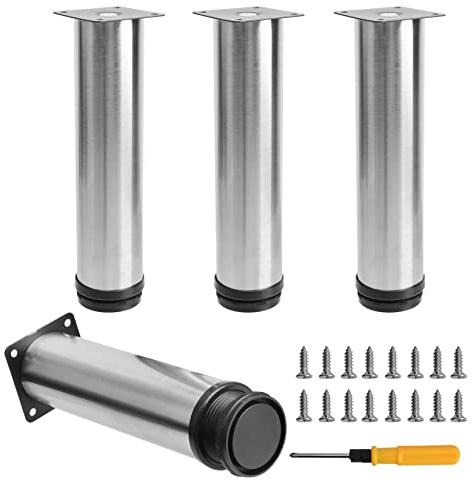 Toolzia 4Pcs Furniture Legs, 7.87/20cm Adjustable Furniture Support Feet,Adjustable Height Replacement Support Feet Legs for Sofa Table Chair Desk Kitchen Cupboard Cabinets Legs Feet (Silver)