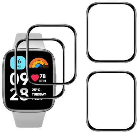 YIFNTANG [4 Piezas Protector de Pantalla para Xiaomi Redmi Watch 3 Active,Anti-Arañazos,3D Curvado Cobertura Completa,HD Clear Película Protectora para Xiaomi Redmi Watch 3 Active