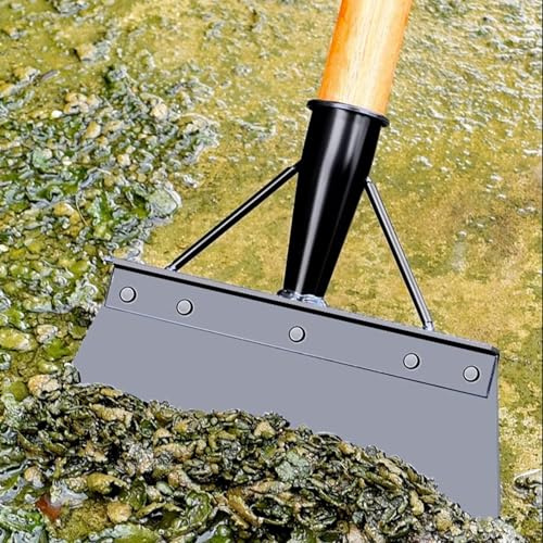 Multifunktionell trädgårdsspade, rostfritt stål rengöringsspade för ogräs och mossa, trädgårdsrengöringsspade, ogräs, växter, jordbruk, ogräsförstörningsanordning (25 cm, svart)