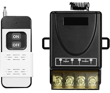 Frotlvm Interruptor de relé inalámbrico RF 30 A DC 8 V-80 V RF interruptor de mando a distancia universal 433 MHz 12 V 24 V interruptor de mando a distancia con transmisor de 3000 m para puerta de