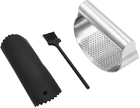 ZONADAH Presse-ail gingembre à bascule éplucheur d'ail en silicone brosse de nettoyage cuisine acier inoxydable presse-ail manuel hachoir ail hachoir gingembre