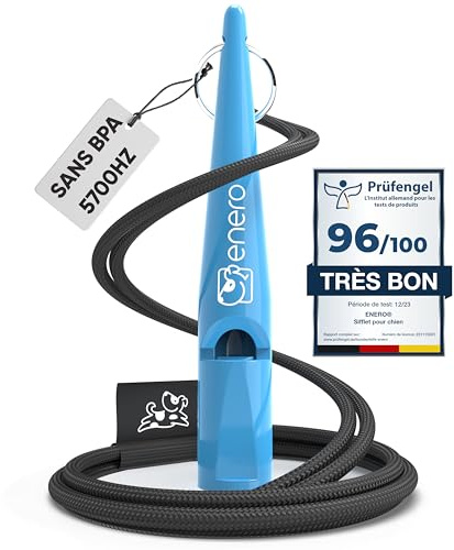 ENERO® Sifflet pour chien avec cordon pratique - Accessoire parfait pour chien avec fréquence normalisée - Idéal pour l'entraînement du chien - Audible et longue portée