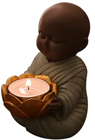 Buddha-Statue-Kerzenhalter, Eleganter und Raffinierter Vintage-Buddha-Figur-Kerzenhalter, Frieden, Rostfrei, für Zuhause und Büro (Blau)