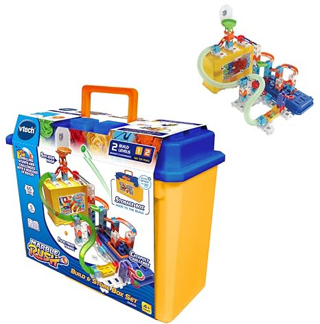 VTech - Marble Rush Storage Box, Construye y almacena, Maleta de Transporte Que Forma Parte del Circuito, Juguete de construcción, Regalo niños +4 años, Versión ESP