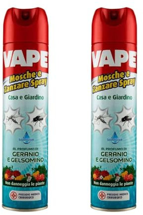 Vape Insetticida Repellente Spray Anti Zanzare, Vespe e Cimici (Vape Mosche Zanzare Spray Casa&Giardino, 2)