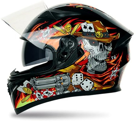 RYDZCLH Integralhelm Motorradhelm Motorradhelm Integralhelm ECE/DOT Mit Doppelvisier Sonnenblende Für Damen Herren Integralhelme Motorradhelme,Orange,L 59~60cm
