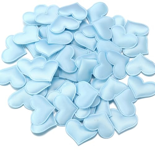 Hrlace Herz Konfetti 100 Stück Herz-Schwamm Herzförmiges 3D-Konfetti Herzen Deko Confetti Stoff Liebe Herz Tischdeko für Valentinstag, Jubiläum Dating, Hochzeitsbett, Geburtstag Deko Blau 3.2cm