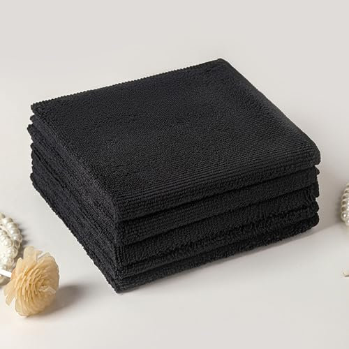 Salviette in microfibra multiuso, riutilizzabili, super morbide, ad asciugatura rapida, per pulizia della casa, cucina, auto, moto, finestre (nero, 30 x 30 cm, 1pc)