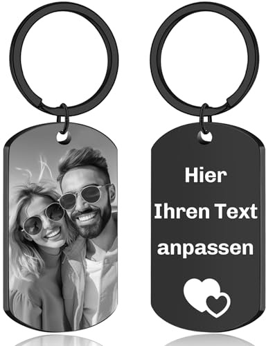 JONZIN Personalisierter Schlüsselanhänger Mit Foto - Gravur Edelstahl Geschenke für Männer