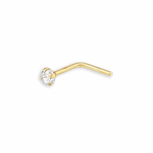 MONKIMAU 14K Gold Nasenstecker mit 2mm Zirkonia | Feiner und eleganter Nasenschmuck für Damen Mädchen | Echtgold Nasenpiercing Schmuck Geschenk