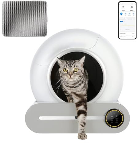 Electric Litter Box Self Cleaning Robot for Multiple Cats - App Control, Odor Removal, Safe Lock, Litter Mat, Smart Litter Box - Odorless and Effortless Cleaning Solution