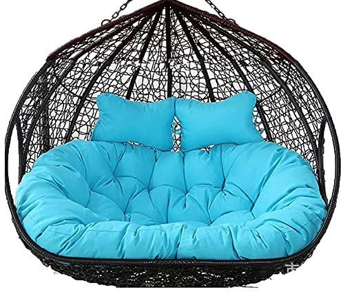 Blue Double Egg Chair Cushion Waterproof and Detachable 2 Seater Hammock Swing Chair Cushion for Garden Indoor Outdoor Replacement Seat Pad for 2 Person Hanging Basket Chair