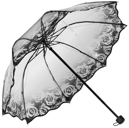 BESTYASH Kompakter Reise-regenschirm Mit Schwarzer Rose Künstlerisches Design Winddicht Für Regen Für