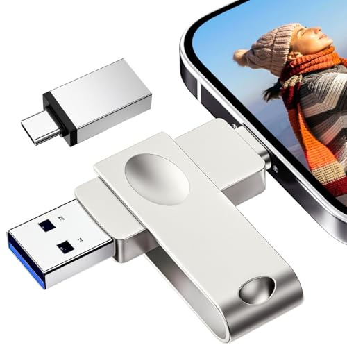 [Keine APP] Nanopell USB Stick 128 GB Mit Eigenständigem Typ C Adapter, 3 in 1 USB Stick für Handy Speicherstick für Foto-Download, Photostick Omni lphone für i0S/Android/Pad/PC.