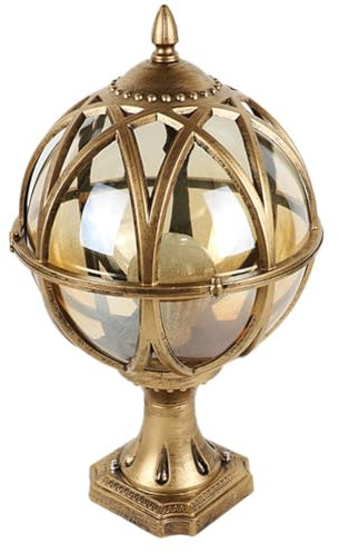 YGZPALH Luci da Esterno in Bronzo, Lampada da Terra Impermeabile Lampada da Palo in Alluminio, Illuminazione con Pali 4x4 5x5 Lampada da Palo A Forma Palla in Vetro - con Base Montaggio su Molo