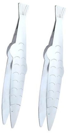 Mobestech Fishbone Tweezers Stainless Steel Kitchen Tweezers Pig Hair Removers Cooking Tools Multi-Purpose Food Clips 2pcs Portable Kitchen Essentials