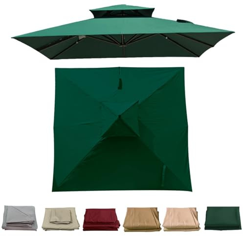 Amieron 2.5x2.5m/3x3M Square Patio Umbrella Replacement Canopy, 7 Ribs Cantilever Umbrella Top Cover, Hanging Offset Cantilever Outdoor Patio Umbrella Cover Canopy for Backyard Garden Beach Yard