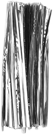 HoveeLuty Tütenverschließer mit Metall-Drehverschlüssen und Draht für Tüten mit Geschenken und Hochzeiten, 100 mm, 100 Stück, glänzende Drehverschlüsse, metallische Bänder, tragbare Verschlussbänder