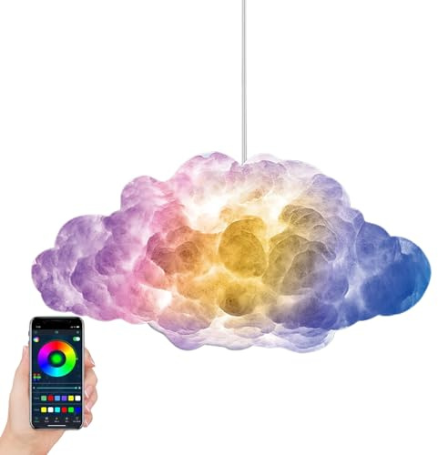 ycezw Hängende Wolkenlampe,Schlafzimmer Deckenleuchte mit Fernbedienung | Multifunktionale Beleuchtung Kinderzimmerdekoration Für Kinderzimmer Kinder Jugendliche Erwachsene Schlafzimmer