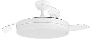 Orbegozo CP 138105 Ventilador techo 105cm 35W DC 6 velocidades aspas retráctiles 3 silencioso mando distancia LED 36W 3600lm 3 tonos 2700-4500-6500K reversible verano/inv timer 1-2-4h brisa