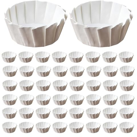 50 moldes de papel para hornear, 50 forros resistentes al aceite, vasos de papel duraderos para pasteles, moldes para magdalenas, redondos de pergamino, vasos para hornear de 4/6/8 pulgadas
