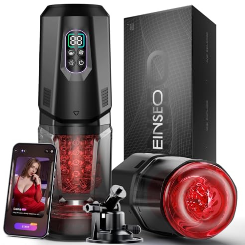 EINSEO Male Sex Toys for Men - AI Sync Male Masturbator Stroker Adult Toys with 7 Thrusting Rotating 7 Licking & Vibrating Modes, Hands-Free Sex Machine Pocket Pussy with One-Click Burst Bath Item