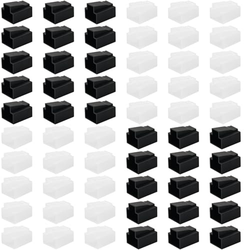 BLLNDX 60PCS RJ45 Network Port Connector Dust Cover Ethernet Cable Plug Protective Cover PE for Cat5e Cat6 Cat7 Network Patch Cords Straight Through Crystal Head Printer Black White