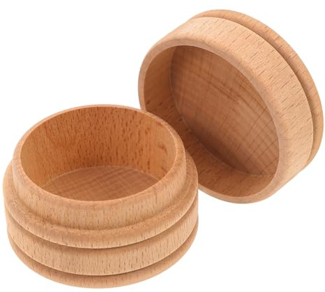 UKCOCO Caja Redonda de Madera de Haya 5x3.5 Cm para Dientes de Ñiño, Recolector Seguro, Organizador de Recuerdos Infantiles, Almacenamiento Práctico para Guardería, 1 Unidad