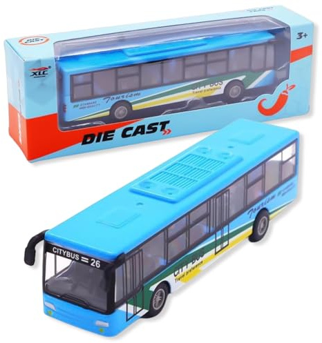 WFKKMEQ Bus Toy Car, Pull Back City Cars Trucks Toy Vehicles Bus Model Car Play Vehicles Toys Citys Buses Vehicle Die-cast City Buses Toys Cars Model Gift for Birthday(Blue)