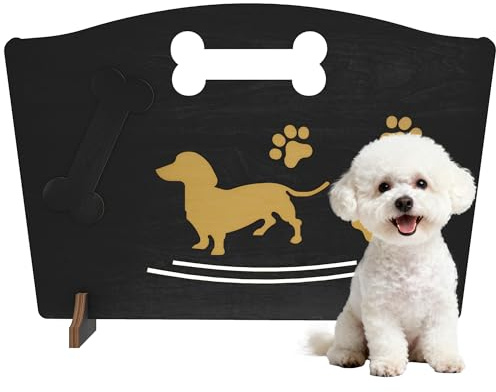 PawHut Wooden Dog Stopper, Freestanding Dog Gate with Support Feet, Black