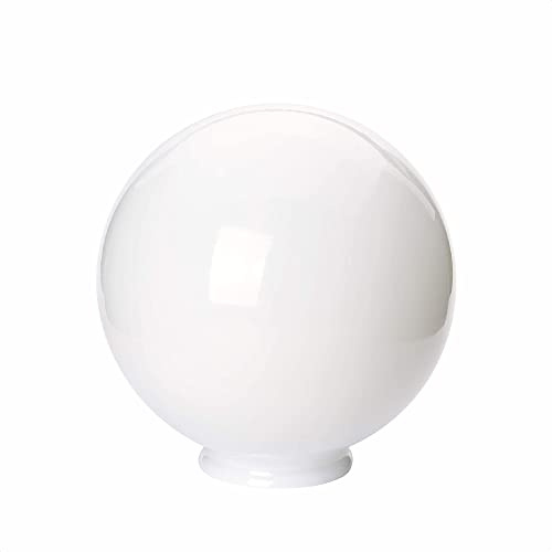 Bola de cristal con agujero, muchos tamaños, cristal de lámpara con borde de agarre, cristal opalino blanco brillante, pantalla de repuesto de bola de cristal con cuello (diámetro de 160 mm)