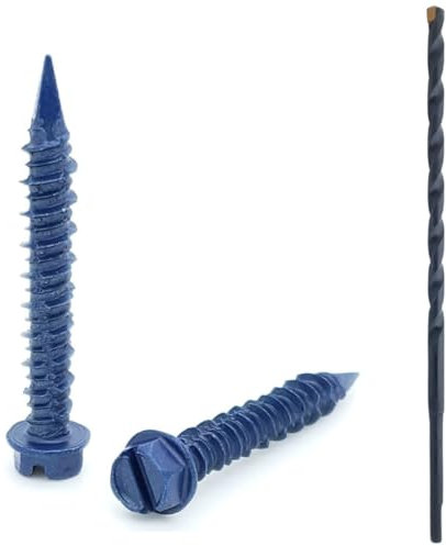 100 viti per calcestruzzo a testa esagonale con punta diamantata da 1/4 x 1-3/4 per ancorare muratura, blocchi e mattoni (BCP499)