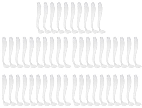 leurre Peche carnassier,Leurres Souples de Pêche avec T-Tail, 50 Pcs 5cm Leurre pêche Poisson Artificielle crème Silicone Souple appât pour pêche en eérieur(Blanc Perle)