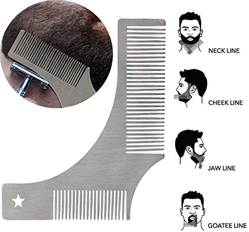 Beard Shaping Tool with Inbuilt Comb for Perfect Line up & Edging Works with Any Beard Razor Electric Trimmers or Clippers Beard Shaping Tool & Styling Template