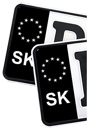 Finest Folia 2 x Kennzeichen Sticker passgenau für EU Feld 11x5cm Design Aufkleber für Nummernschild Folie KFZ Schwarz oder mit Fahne waschstraßenfest R059 (22 Slowakei, Classic)