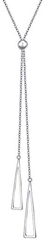 Flyow Lange Kette Schmuck S925 Sterling Silber Lariat Halsketten Verstellbar Y Halskette mit Anhänger für Damen Frauen Mädchen Weihnachtsgeschenke