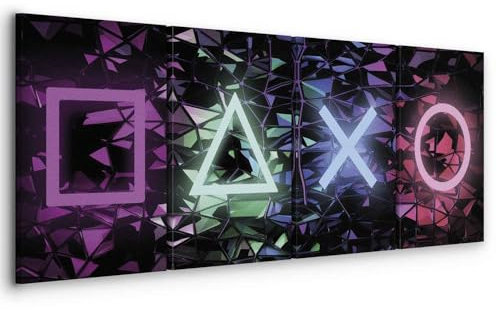 murando - Wandbilder Gaming Zimmer XXL 160x60 cm 4 tlg Leinwandbild Leinwand Bilder Wohnzimmer Bild Schlafzimmer Leinwandbilder Wandbild Groß - Gamer Jugendzimmer für Gamers Spielkonsole i-A-0164-b-i