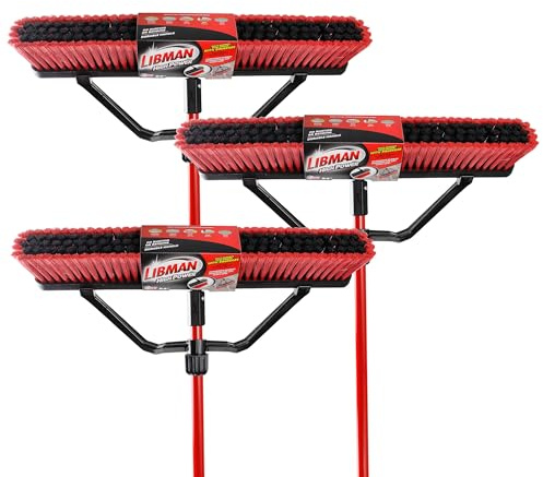 Libman Commercial 1230 24 Multi-Surface Squeegee Push Broom, Steel Handle, Synthetic Squeegee Blade (Pack of 3)