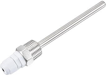 sourcing map 8mm Diamètre G1/2 Puits Thermométrique Sans Soudure Acier Inoxydable 201 100mm Longueur pour Bière Fermenteur