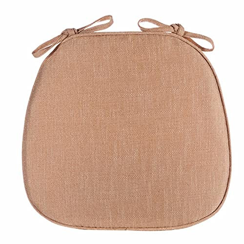 CFMZ Stuhlkissen 40x40 mit Bändern 6er Set, Sitzkissen Outdoor Gartenstuhl, Sitzpolster Stuhl Trapez Sanft, Halbrund Baumwolle und Leinen Dick Stuhlauflage Beige