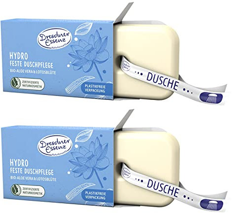 Dresdner Essenz Lot de 2 bains de douche solides à l'aloe vera et à la fleur de lotus - 2 x 100 g - Végétalien