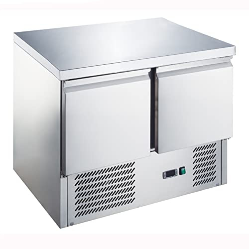 Ristoattrezzature Banco Frigo Saladette con Piano in Acciaio Inox - 2 porte - 900x700x876h mm